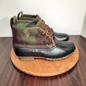 LL Bean Boots Womens Size 9 Green Brown Camouflage Camo Duck Rain Outdoor USA